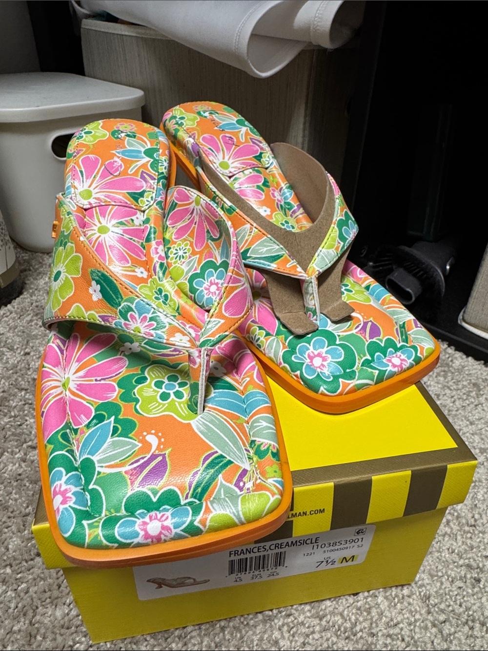Circus by Sam Edelman Floral Orange Pink Green Platform Thong Sandals